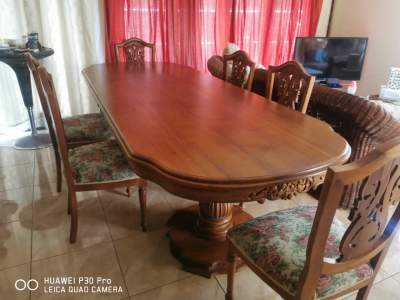 Teak sculpture 10 pax. Dinning table with chair - Table & chair sets on Aster Vender