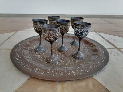 Antique/Vintage brass pots with tray & goblets - Interior Decor on Aster Vender