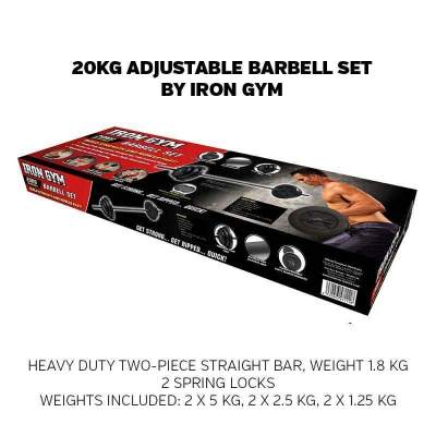 IRON GYM 20KG ADJUSTABLE BARBELL SET - Fitness & gym equipment on Aster Vender