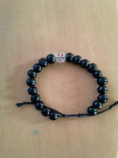 Black Bracelet with smily face - Handmade on Aster Vender