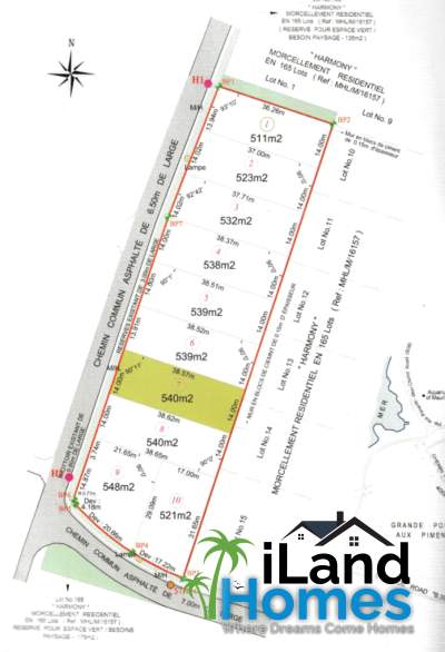 Residential land for sale at Pointe aux Piments