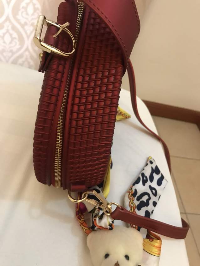 Red round weave bag with teddy and tie - 1 - Bags  on Aster Vender