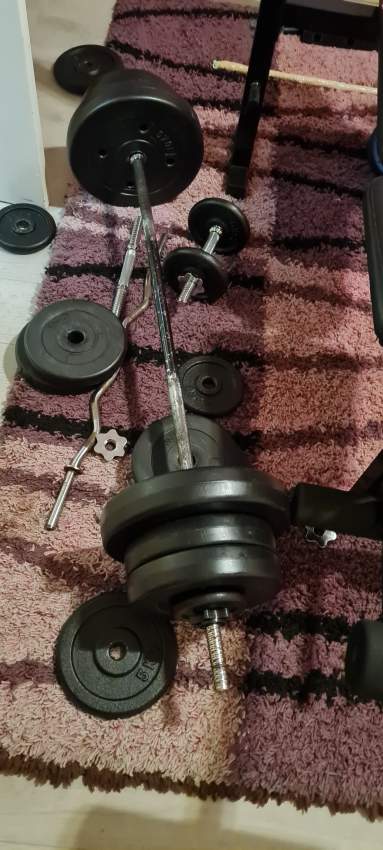 Gym bench, rods, barbell,  weight plates - 0 - Fitness & gym equipment  on Aster Vender