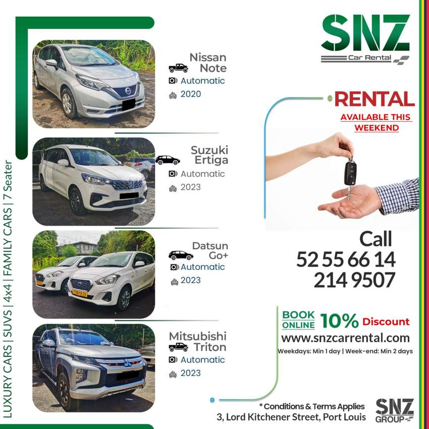 Luxury Car Rental Mauritius - SNZ - 0 - Other services  on Aster Vender